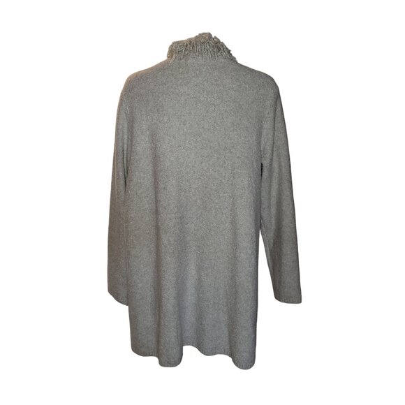 J.Jill NEW Open Front Fringe Trim Cardigan Sweater L Beige grandmacore momcore - Picture 3 of 9